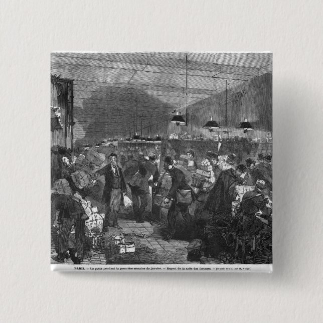 Interior of the Paris post office 2 Inch Square Button (Front)
