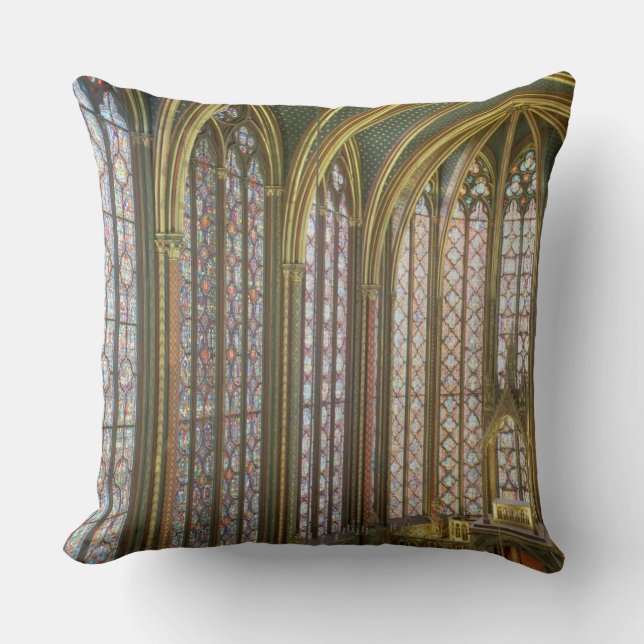 Interior of the upper chapel looking east, begun 1 throw pillow (Front)