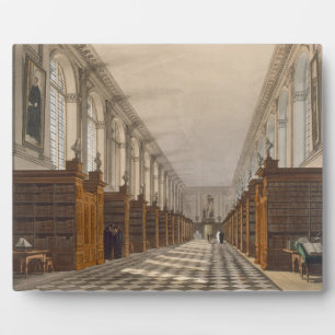 Interior of Trinity College Library, Cambridge, fr Plaque