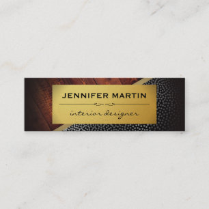 Interior Rustic Gold Metallic Dots Pattern Mini Business Card