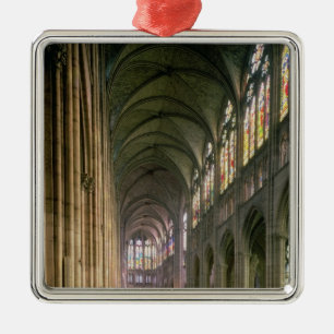 Interior view looking down the nave metal ornament