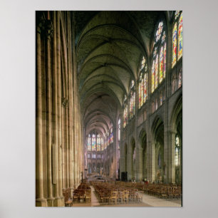 Interior view looking down the nave poster