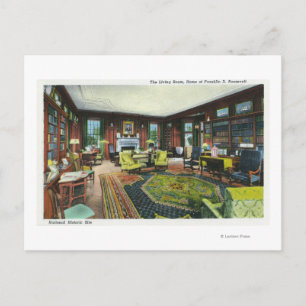 Interior View of FDR's Living Room Postcard