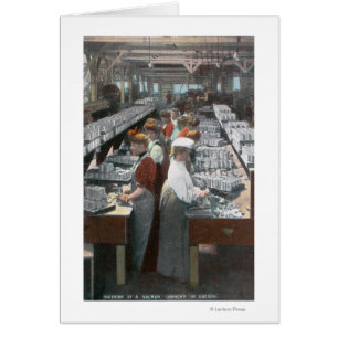 Interior View of Salmon Cannery Workers