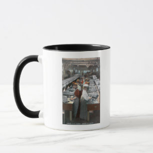 Interior View of Salmon Cannery Workers Mug