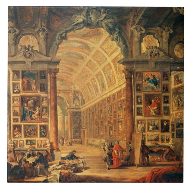 Interior View of The Colonna Gallery, Rome (oil on Tile (Front)