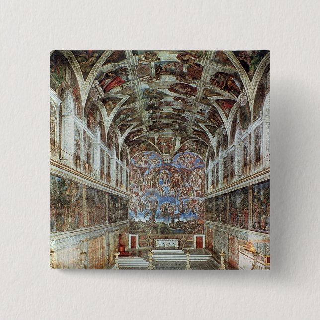 Interior view of the Sistine Chapel 2 Inch Square Button (Front)