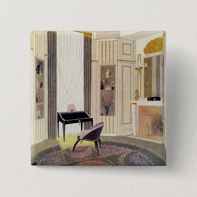 Interior with furniture designed by Ruhlmann, from 2 Inch Square Button (Front)