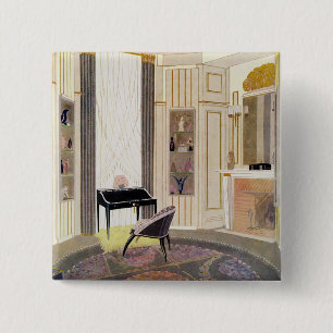 Interior with furniture designed by Ruhlmann, from 2 Inch Square Button