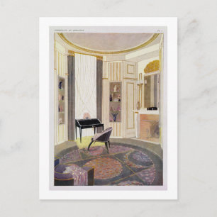 Interior with furniture designed by Ruhlmann, from Postcard