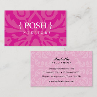 INTERIORS modern elegant textiles damask hot pink Business Card