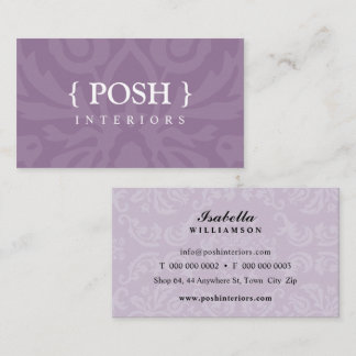 INTERIORS modern elegant textiles damask purple Business Card
