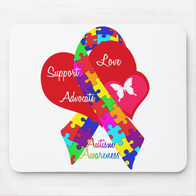 Interlaced Autism Ribbon Mouse Pad (Front)