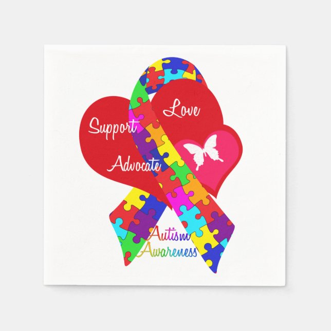 Interlaced Autism Ribbon Napkin (Front)