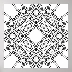 Interlaced Petal Loop Mandala Pattern Art Design Poster