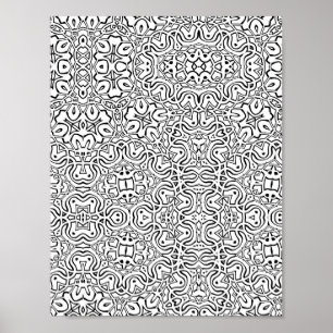 Interlaced Scrollwork Symmetry Colouring Page Art Poster