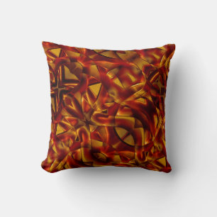 Interlacing of burnt orange tapes, sculpted effect throw pillow