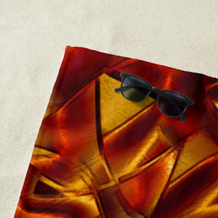 Interlacing of burnt orange ties, sculpted effect beach towel