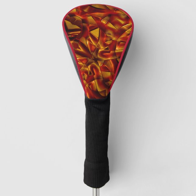 Interlacing of burnt orange ties, sculpted effect golf head cover (Front)