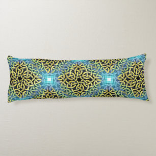 Interlacing Victorian Golden Trim Aqua Background Body Pillow