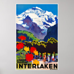 Interlaken Suisse Poster vintage restauré