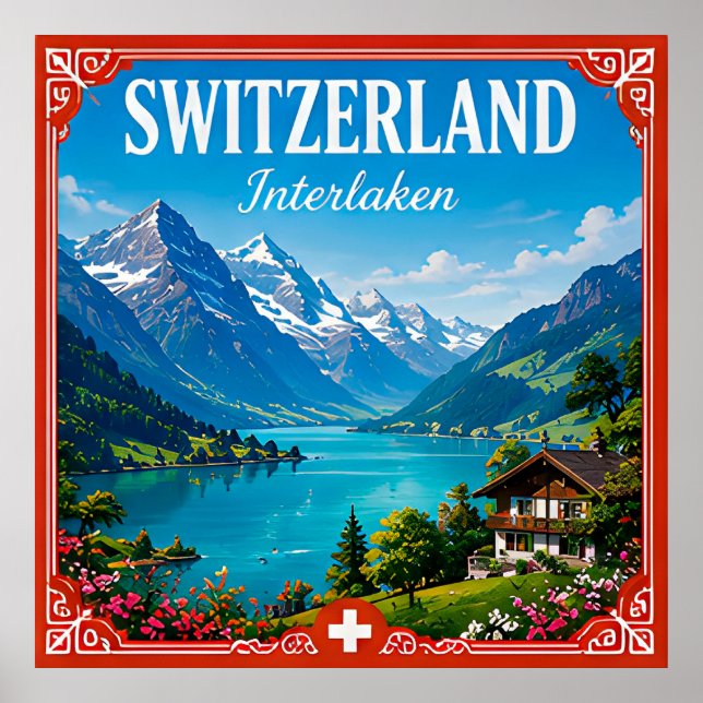 🏔️ Interlaken Switzerland Alpine Vacation Memory  Poster (Front)