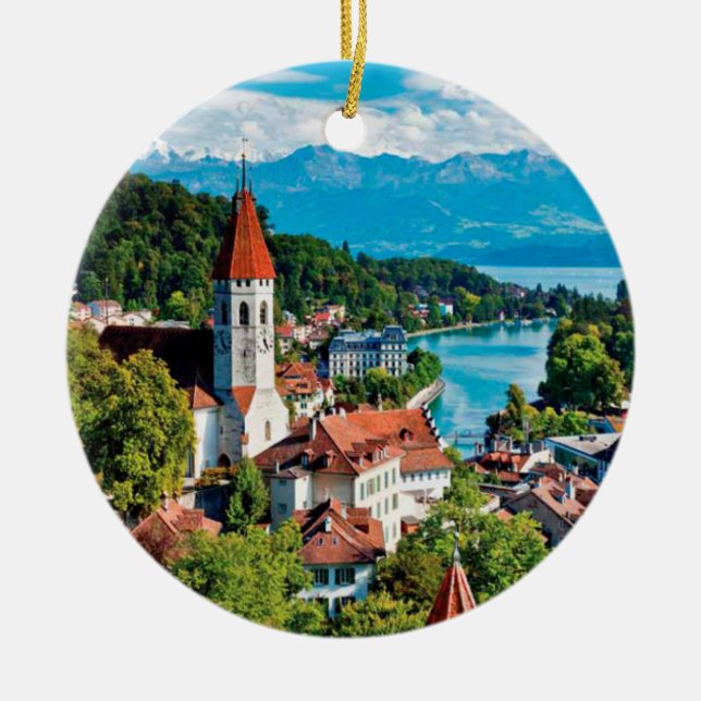 Interlaken Switzerland Panoramic Ornament (Front)