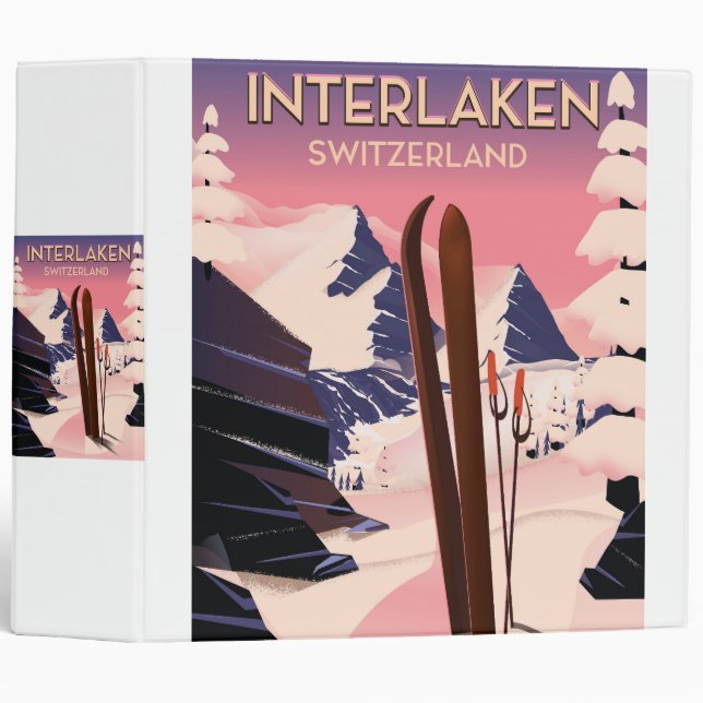 Interlaken Switzerland Ski travel poster. Binder (Front/Spine)
