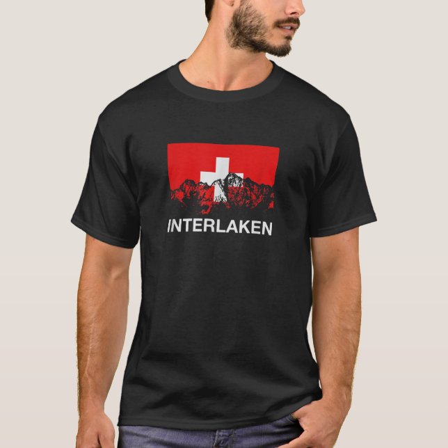 Interlaken Switzerland Swiss Flag T Shirt (Front)