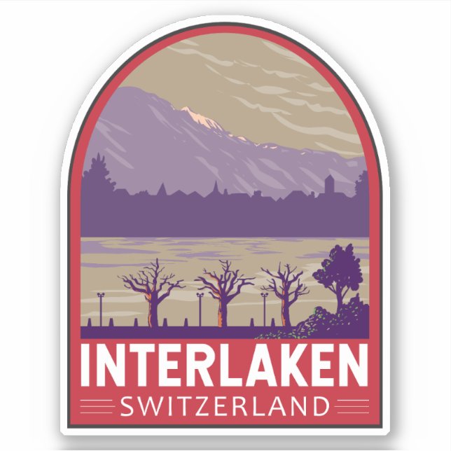 Interlaken Switzerland Travel Art Vintage (Front)