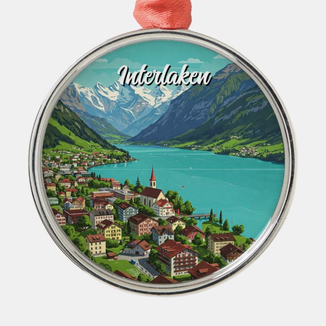 Interlaken Switzerland Travel Metal Ornament (Front)