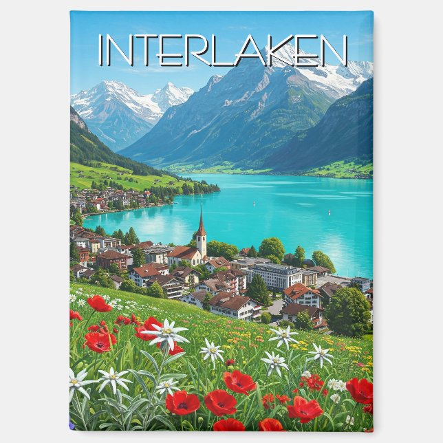 Interlaken Switzerland Travel Springtime Magnet (Front)