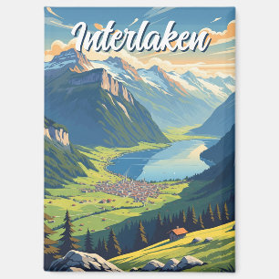 Interlaken Switzerland Travel Vintage Magnet