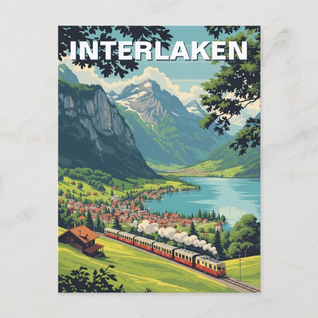 Interlaken Switzerland Travel Vintage Postcard (Front)