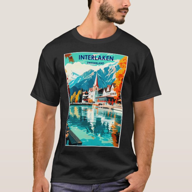 Interlaken Switzerland  Vintage Travel And Tourism T-Shirt (Front)