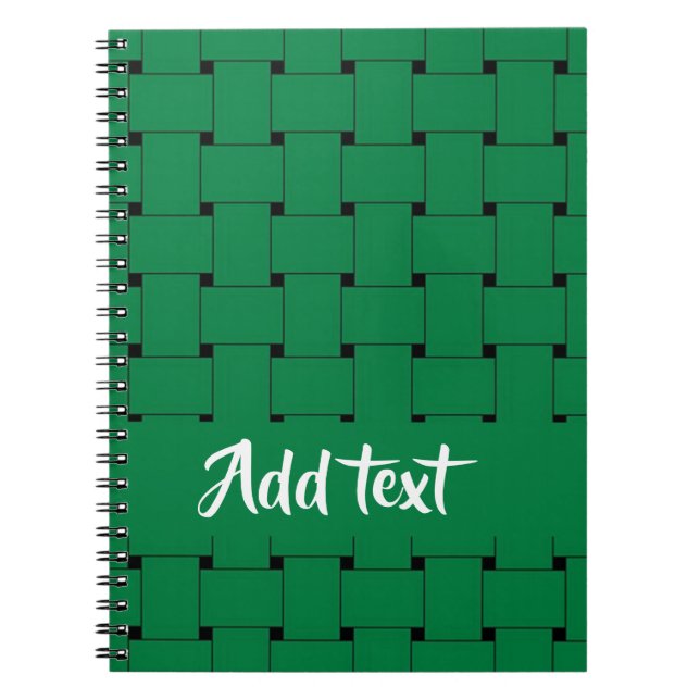 Interlapping green weave pattern notebook (Front)