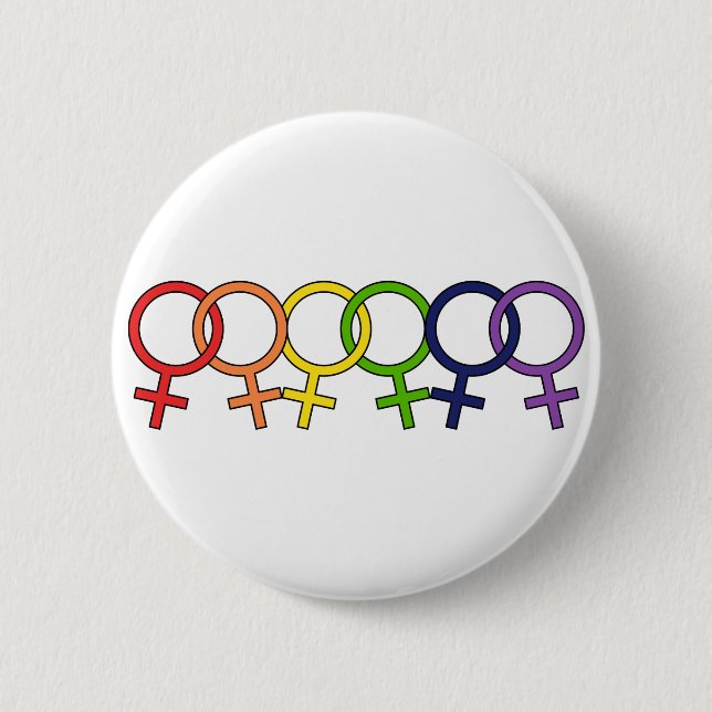 Interlocked Female Rainbow 2 Inch Round Button (Front)