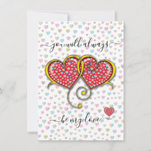Interlocked Hearts Custom Elegant Valentine’s Day Card