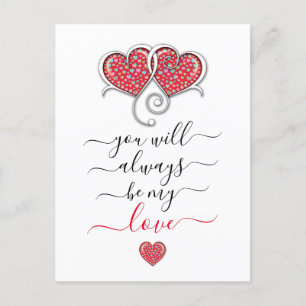 Interlocked Hearts Custom Elegant Valentine’s Day Postcard