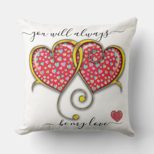 Interlocked Hearts Custom Elegant Valentine’s Day Throw Pillow