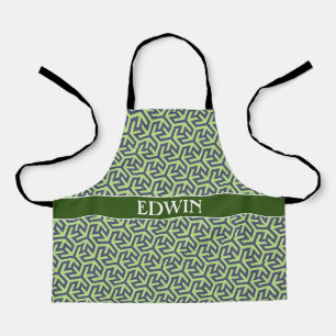 Interlocked hexagons Green Blue Minimal Pattern Apron