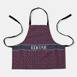 Interlocked hexagons Pink Blue Minimal Pattern Apron
