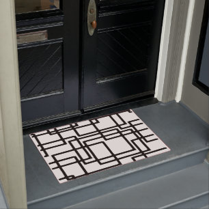 Interlocking Black Squares Artistic Design Doormat