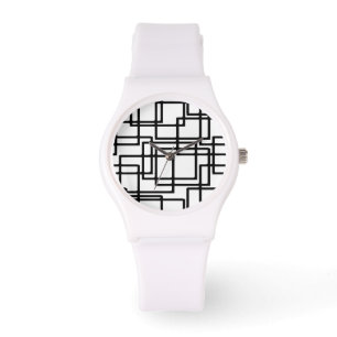 Interlocking Black Squares Artistic Design Watch