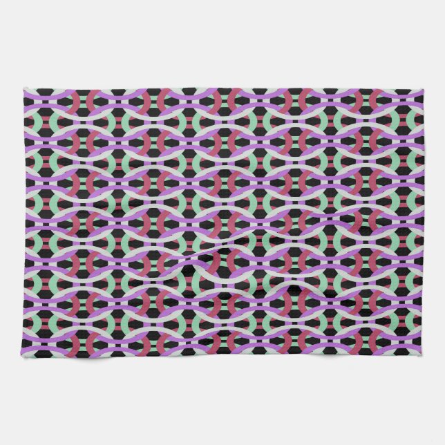 interlocking colourful circles kitchen towel (Horizontal)