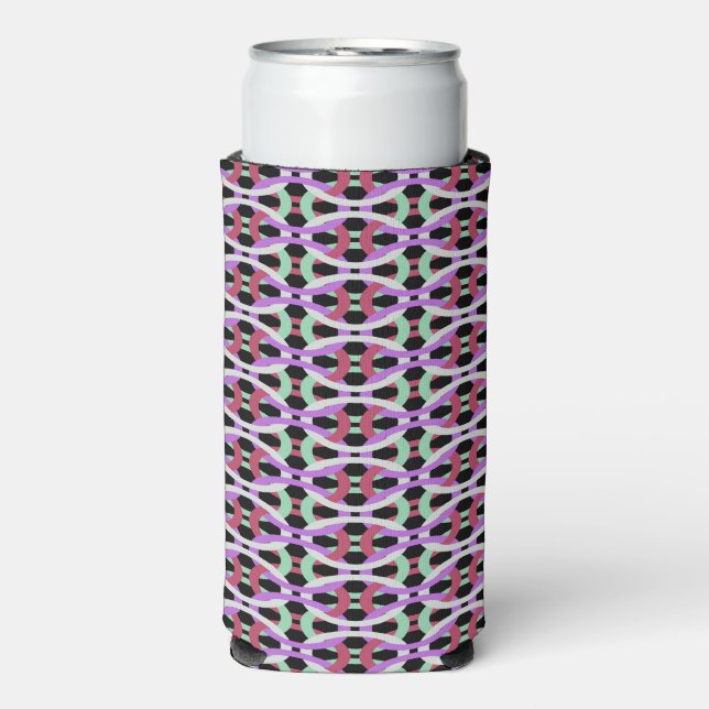 Interlocking colourful circles seltzer can cooler (Seltzer Front)