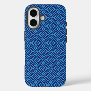 Interlocking Diamonds: Dark Blue Geometric Pattern iPhone 16 Case
