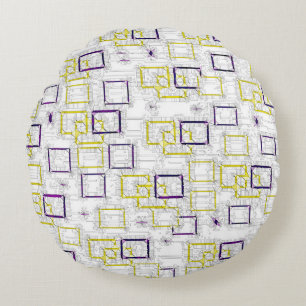 Interlocking Dimensions Round Pillow