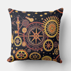 Interlocking gears abstract geometric surface art throw pillow