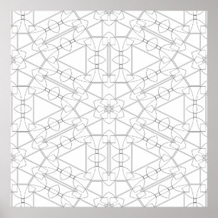 Interlocking Geometric Tile Pattern Colouring Art Poster